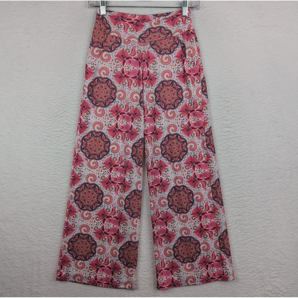 Jean-Pierre Klifa STRETCHY Paisley Pink Multi Color Wide Leg Pants Sz XS